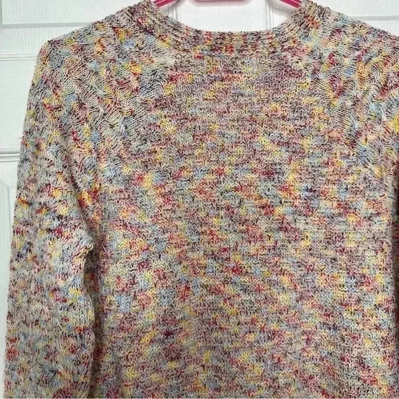 Time And True Cable  Knit Sweater V-Neck White/Multicoloured Size Large - Picture 14 of 16
